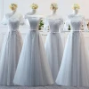 LSBSY010 gray simple long dress bridesmaid bridesmaid dresses sequin evening dresses