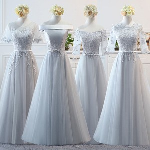 LSBSY010 gray simple long dress bridesmaid bridesmaid dresses sequin evening dresses