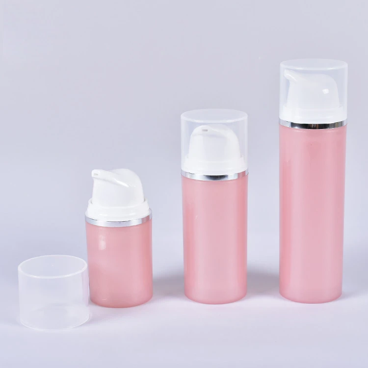 Luxury custom 15ml 30ml 50ml PET pink plastic cosmetic airless pump bottle