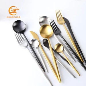 Luxury flatware stainless steel silver/black/gold matt cutlery set for wedding