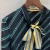 Import Luxury Women bow knot stripe color matching 100% silk  brocade blouse exported to dubai from China