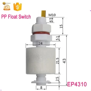 M10*43mm 0- 220V Plastic water level sensor manufacturers Magnetic float switch