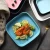 Import Matte ins tableware ceramic western dishes blue black square dish pasta breakfast Nordic solid color porcelain plate from China