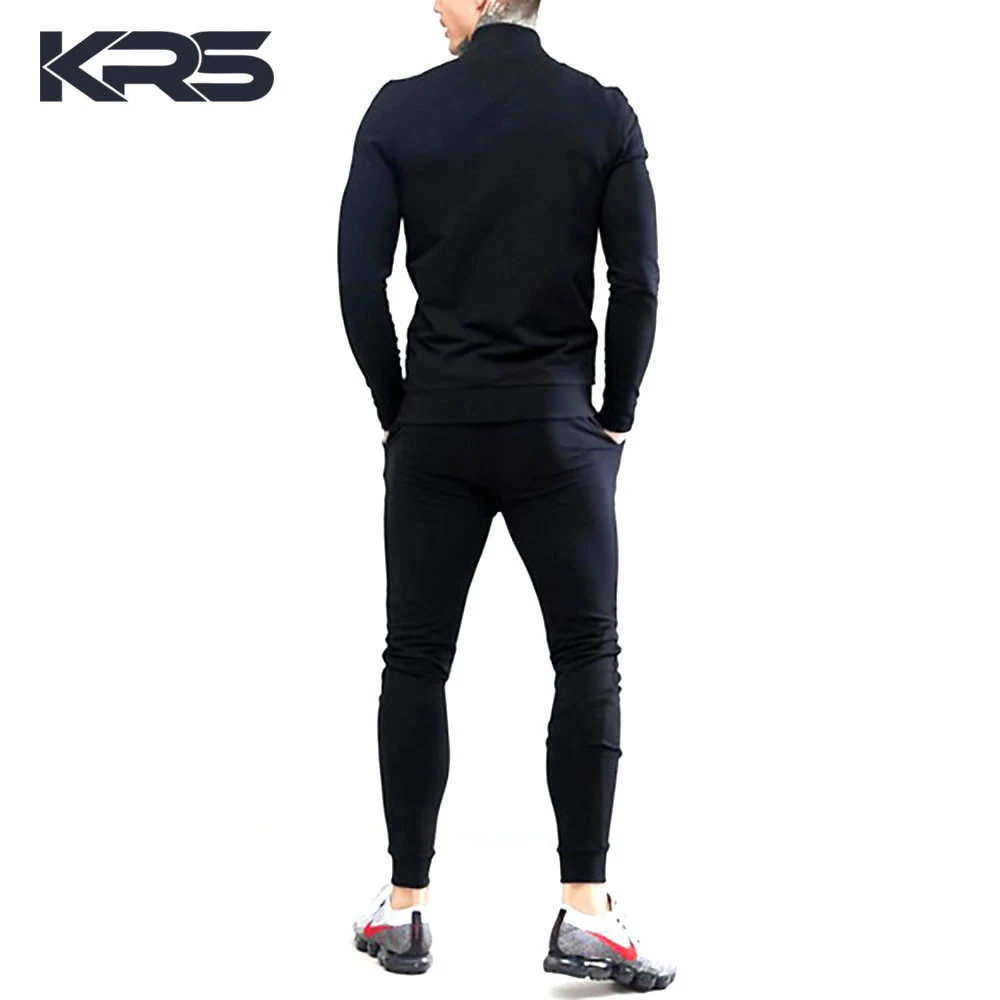 Mens tracksuits clothing manufacturers muscle fit track jacket super skinny joggers blank tracksuits with piping