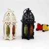Metal antique colorful glass Mini moroccan  hanging lamp lanterns hollow out table top candle lanterns for decoration