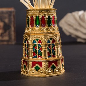 Metal Mosque Toothpick Box Storage Toothpick Creative Building Living Room Dining Room Hand Pressure Automatic Toothpick Tube