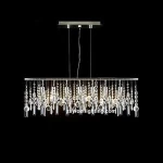 Modern contemporary large industrial brushed nickel metal iron crystal chandelier pendant light