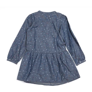 Modern design trendy 100% cotton love pattern long sleeve 4years children clothes young baby girls dresses