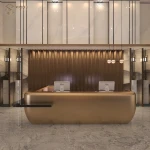 Modern Factory Price OEM Product Solid Goden Metal  Waiting Area Office Front Counter Metal Reception Desk