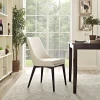 Modern new design fabric dining chairs with wood legs