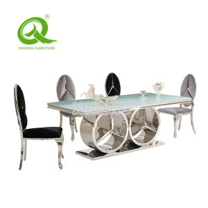 Modern tempered glass dinning table set tables for restaurants furniture