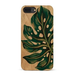Monstera Leave Wood Carving Case Cove Mobile Phone Accessories Factory in China
