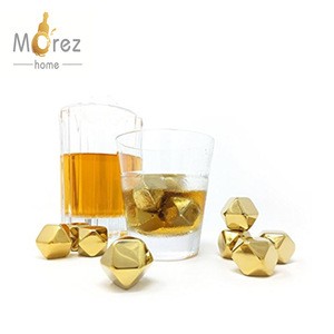 Morez High quality Whiskey Stones Gold Stainless Steel Diamond Shaped Ice Cubes