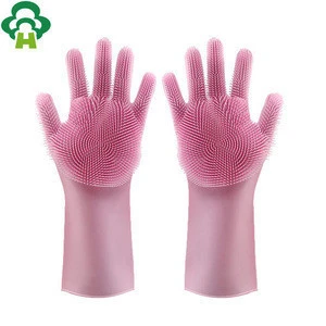 Multi-function Magic Silicone Dishwashing gloves for Kitchen Housework Heat Resistant Silicone Cleaning Brush Scrubber Gloves