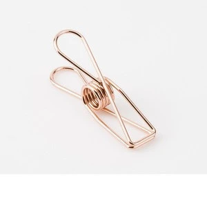 Multipurpose Rose Gold Metal Photo Clips Steel Wire Clothes Hanging Pegs Binder Paper Clips Food Bag Clips
