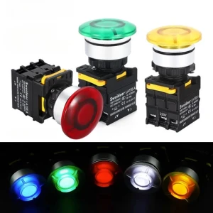 mushroom metal push button switch indicator light LED Waterproof Momentary Reset Self Locking Power Push Button Switches 110V