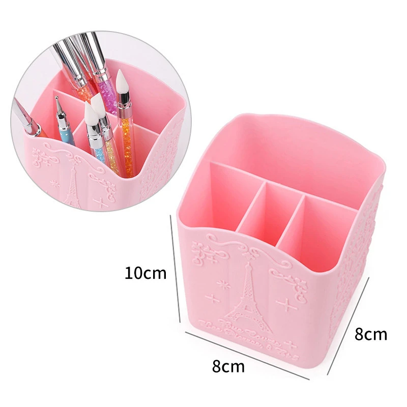 Nail Ar 4 Compartments Pens Makeup Brushes Storage Holder Box brush pot for nail tool