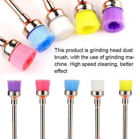 Nail Drill Bits Cleaning Brush Nylon Material Nail File Nail Drill Accessories Nylon Material 5 Color Optional
