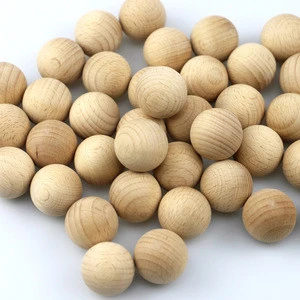 Natural color beech wood ball DIY spherical round wooden beads crafts 50pcs