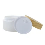 Natural cosmetic packaging 5g 15g 30g 50g 100g 200g 250g white canister makeup eye cream jar with a bamboo wood lid
