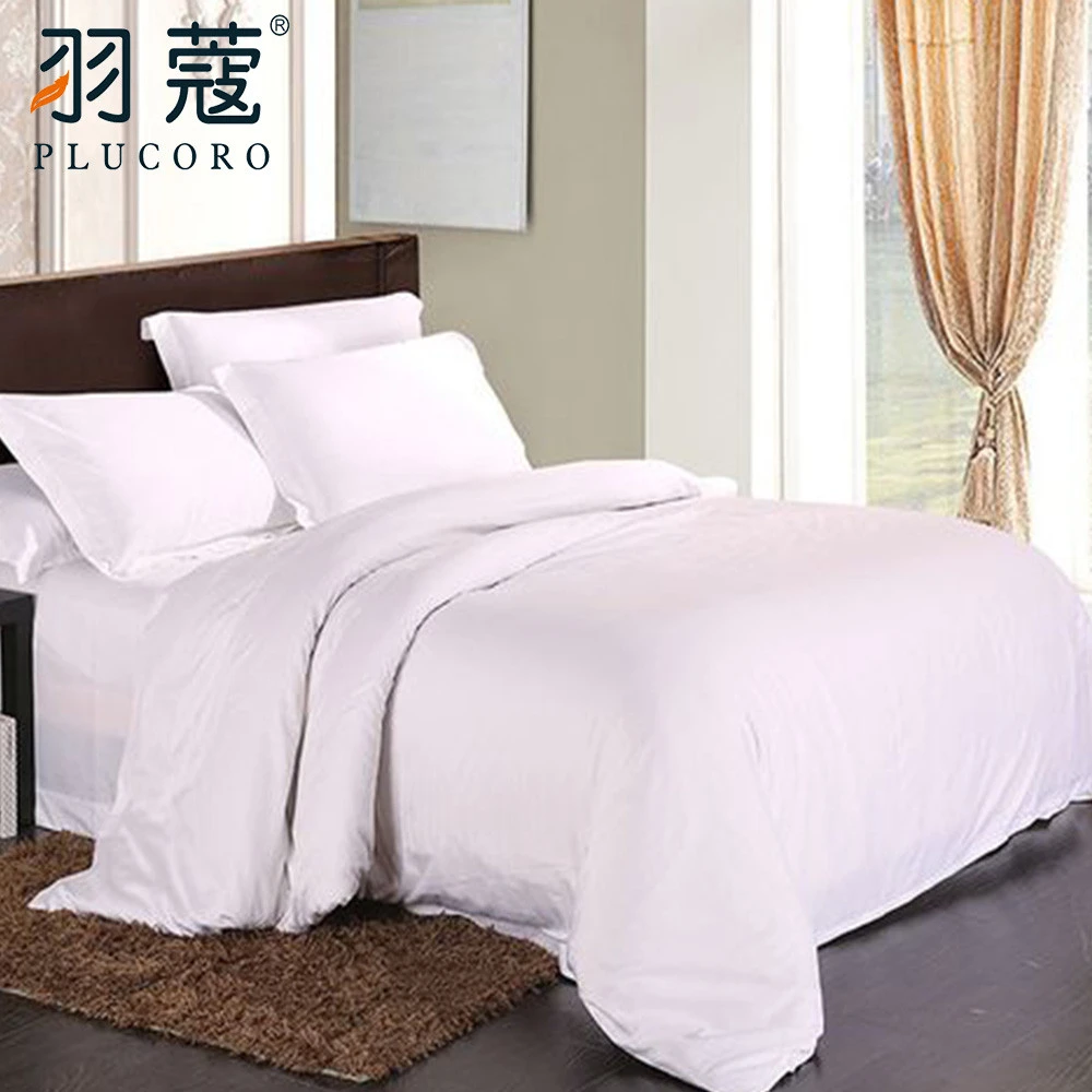 Natural Cotton White Satin Bed Sheet Queen Size Bed Linen Hilton Hotel Bedding Set