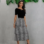 New American Women's Pleated Skirt Source Leopard Print Three-layer Skirt Women Long Women Skirts