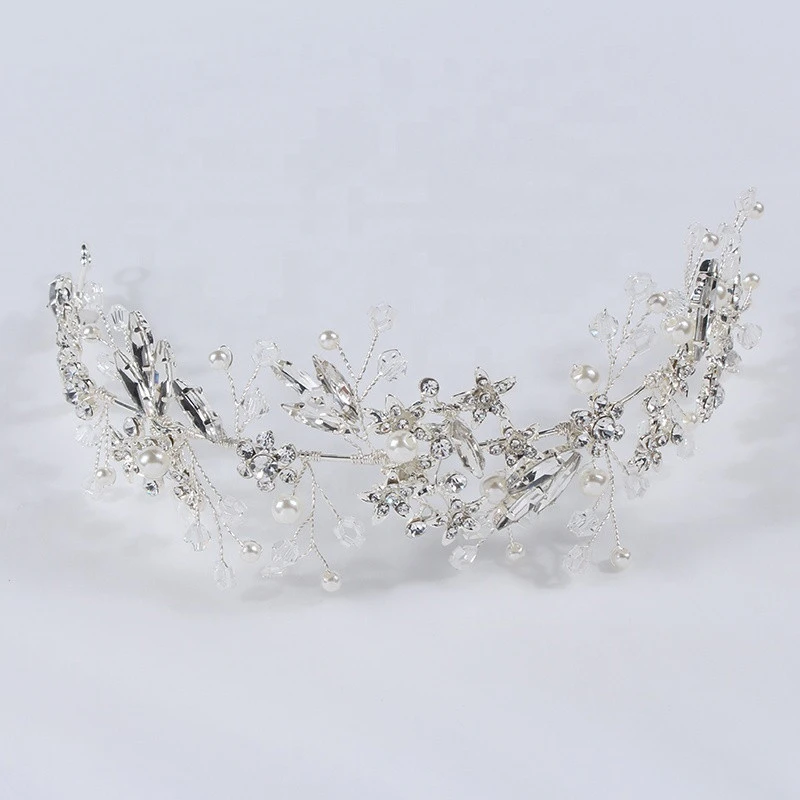 New Arrival Rhinestone Bridal Tiaras Wedding Crystal Crowns for Brides Headbands Silver Hair Jewelry Veil Accessories