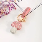 New Design Bling Crystal Mushroom Keychain  Handbag  Pendant Accessories Car Keychain