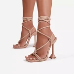 New Design Fashion Trend Summer High Heel Sandals Lace Up Strap Sandals For Women And Ladies Plus Size