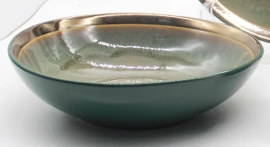New listing 16pcs stoneware modern reaction glaze golden dinnerware set