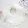 Newborn plain white lace chiffons soft cotton baby bib