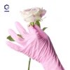 Non-Slip High Elasticity Pink White Disposable Nitrile Gloves Powder Free Nitrile Disposable Household Gloves