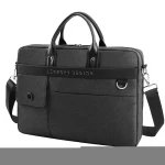 OEM custom design 2020 black polyester waterproof business messenger shoulder computer briefcase laptop bag for men with logo