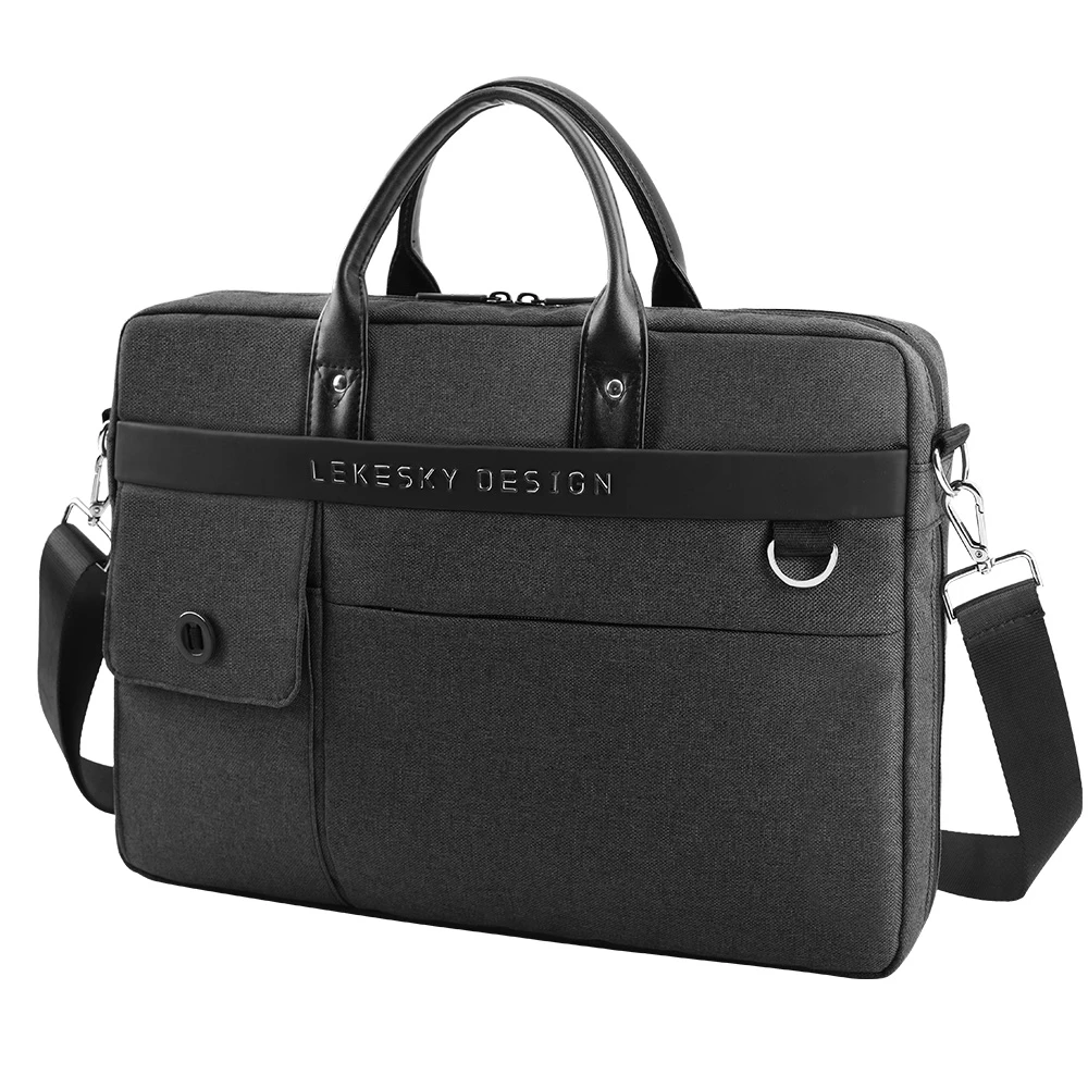 OEM custom design 2020 black polyester waterproof business messenger shoulder computer briefcase laptop bag for men with logo
