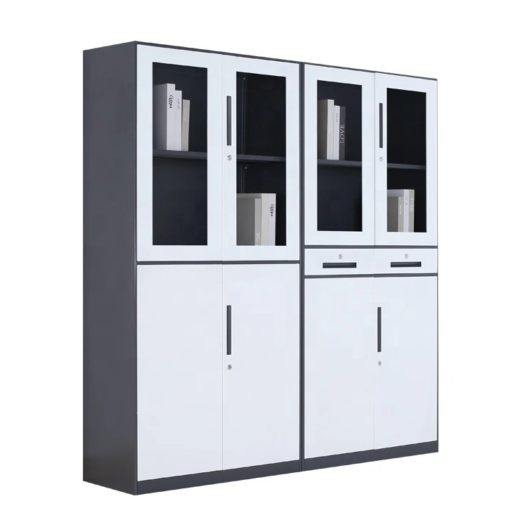 Office Equipment Metal Filing Storage Cabinet Steel Cupboard Design with Glass