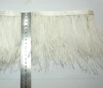 Ostrich Feathers Trims Fringe with Satin Ribbon Tape for Dress Sewing Crafts Costumes Decoration