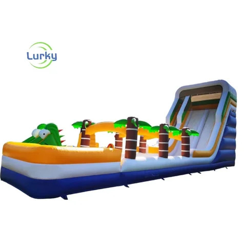 Outdoor PVC Inflatable Fun City Cartoon Theme Inflatable Combo Slide Dry Slide For Amusement Park