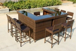 Outdoor rattan bar furniture table chair set