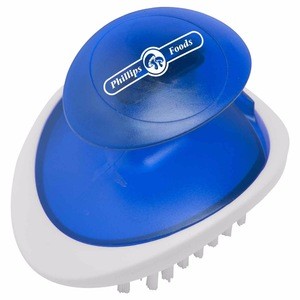 Palm Fruit &amp; Vegetable Brush - ergonomic design allows you to slide hand between handle and base and comes with your logo