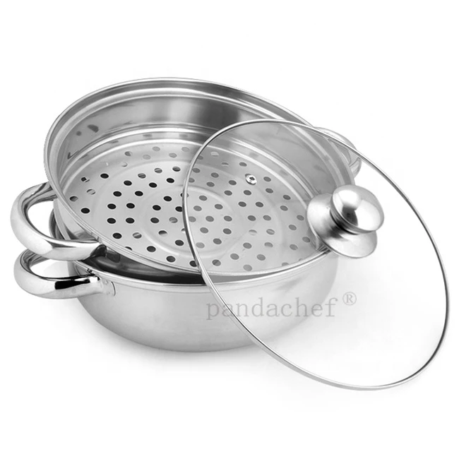 Pandachef Multipurpose  2 layers Cooking Stock Pot Stainless Steel Steamer Pot