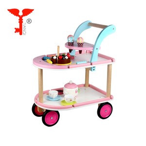Parent-child Interaction toy Play House Simulation Children&#39;s Ice Cream Cart Wooden Toy