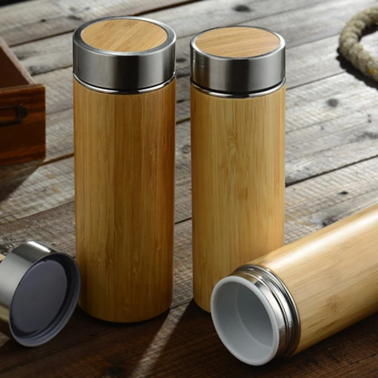 Personalized Stainless Steel Bamboo Fiber Water Bottles 450ml