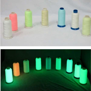 photoluminescent cotton sewing yarn / embroidery threads for glow in the dark embroidery logo