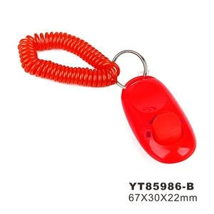 Plastic red pet agility training clicker training with wrist strap