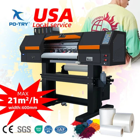 PO-TRY 60cm Textile Digital Heat Transfer Printer 2 4 I3200 Printheads DTF Printer Printing Machine
