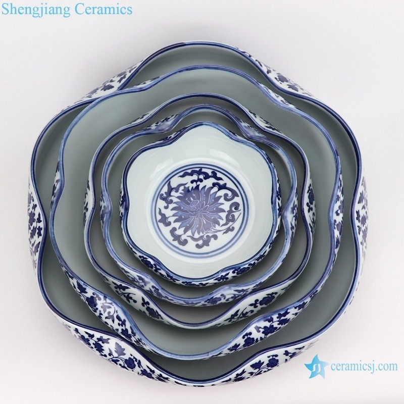 Porcelain Twisted Lotus Leaf Flower Shape Ceramic Pot