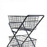 Portable double layers folding shopping trolley tennis ball cart for sale