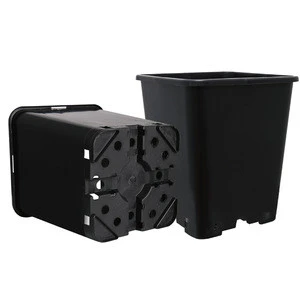 Price-Wise 7 / 11 Liter Square Black Plastic Plant Nursery Pot