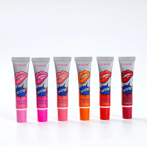 private label 6 Colors Peel Off Lipstick Make up Long-lasting Wow Sexy Red Lip Gloss Magic Matte Lip Stick