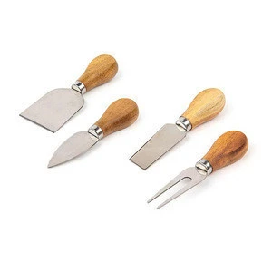 Professional 4PCS Stainless Steel Cheese Tool Slicer Cheese Knife Knives Set Cutter With Wooden handle